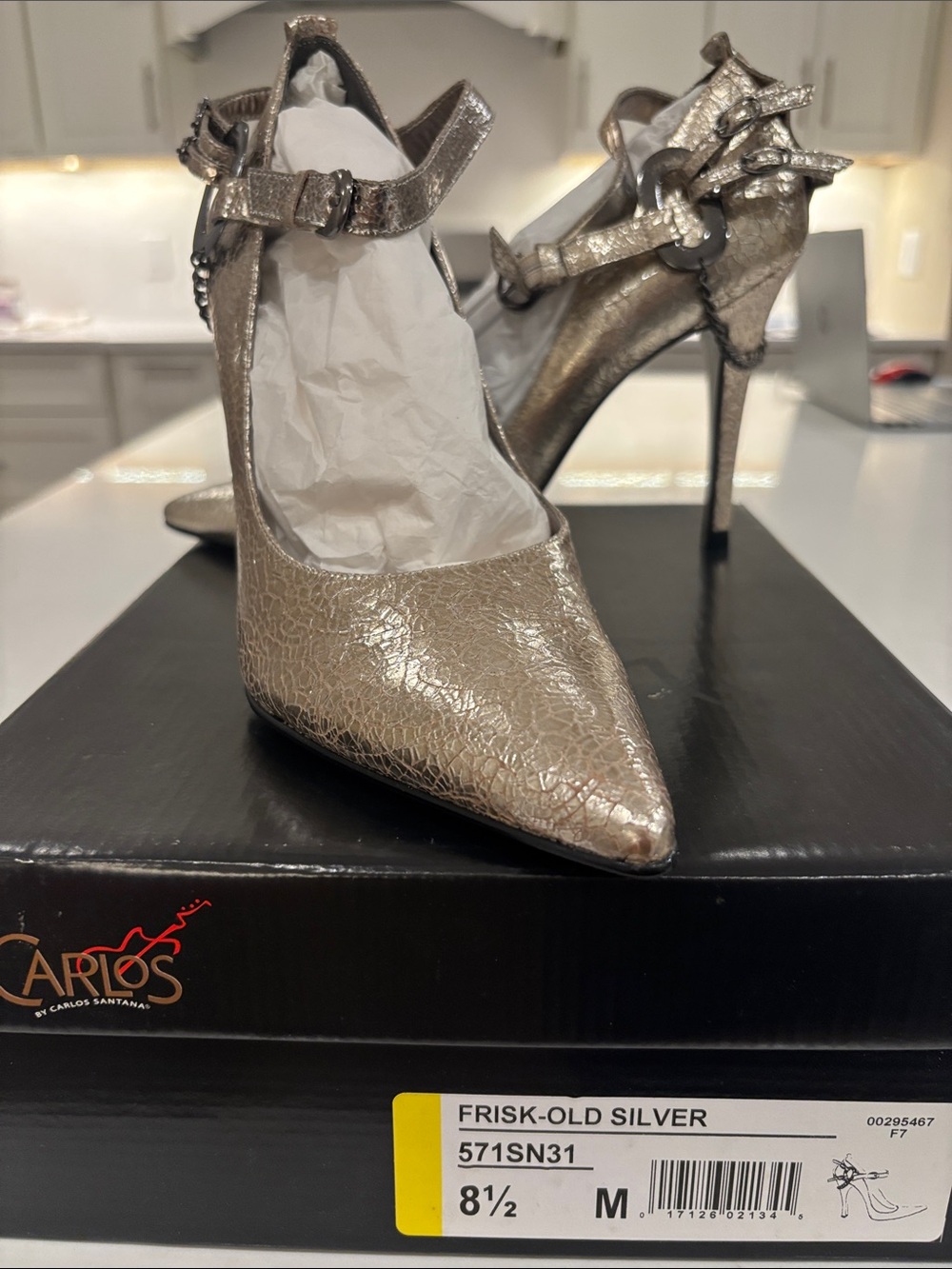 Carlos by Carlos Santana Metallic Silver Pointed Toe Stiletto Heels